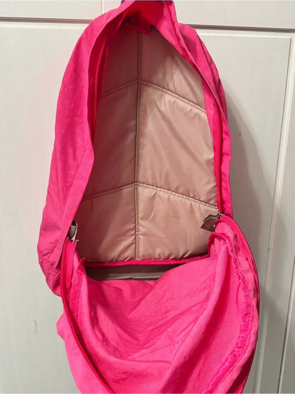 Kipling Hot Pink Expandable Nylon Backpack